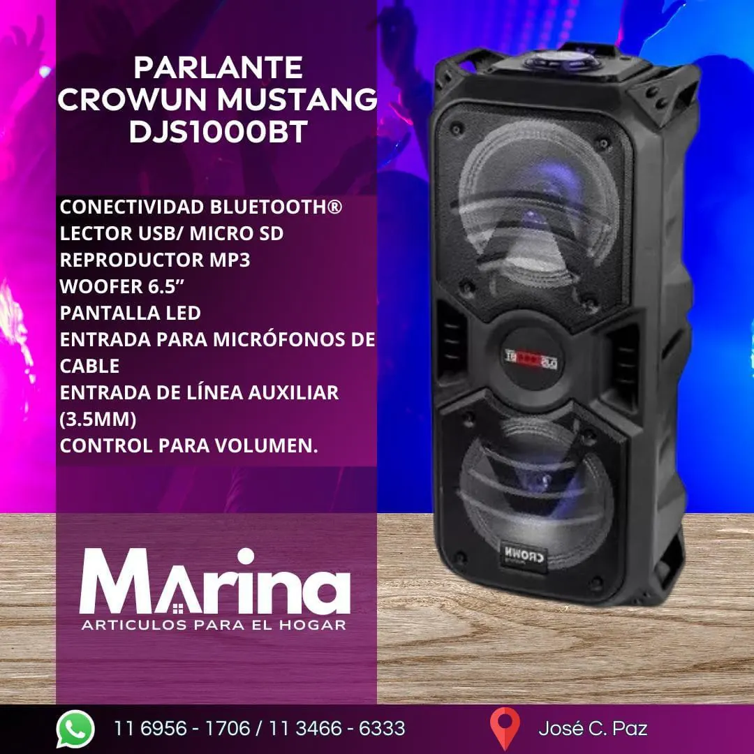 Parlante Crown Mustang DJS-1000BT