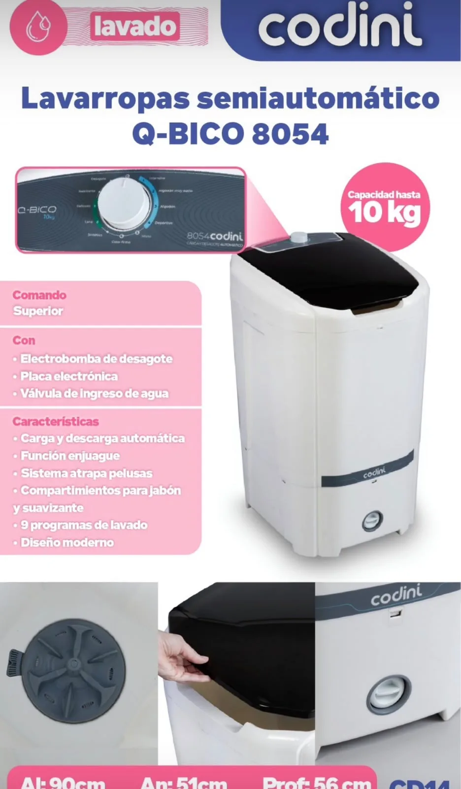 Lavarropa SemiAutomatico Q-Bico